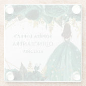 エメラルドグリーン金ゴールドフローラプリンセスキンセアニェラ ガラスコースター (裏面)