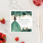 エメラルドグリーン金ゴールドフローラプリンセスキンセアニェラ スタンダードカクテルナプキン (インサイチュ)