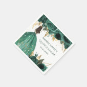エメラルドグリーン金ゴールドフローラプリンセスキンセアニェラ スタンダードカクテルナプキン (角)