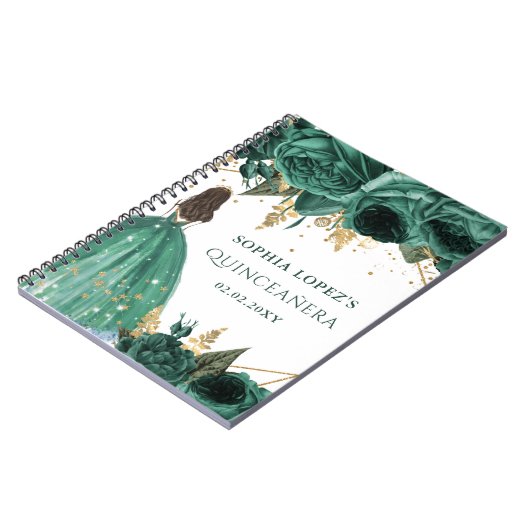 エメラルドグリーン金ゴールドフローラプリンセスキンセアニェラ ノートブック (左側)