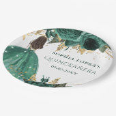 エメラルドグリーン金ゴールドフローラプリンセスキンセアニェラ ペーパープレート (アングル)