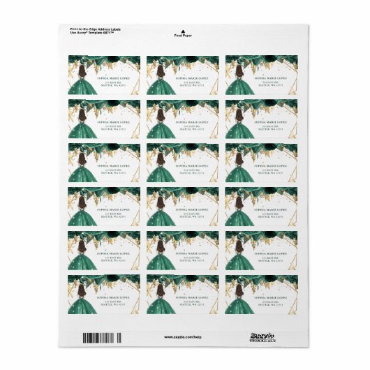 エメラルドグリーン金ゴールドフローラプリンセスキンセアニェラ ラベル (フルシート)