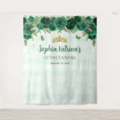 エメラルドグリーン金ゴールドフローラプリンセスキンセアニラ タペストリー (正面)