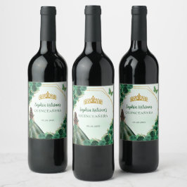 エメラルドグリーン金ゴールドフローラプリンセスキンセアニラ ワインラベル