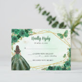 エメラルドグリーン金ゴールドフローラプリンセスキンセアニラ 出欠カード (スタンド正面)