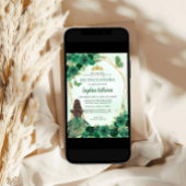 エメラルドグリーン金ゴールドフローラプリンセスキンセアニラ 招待状