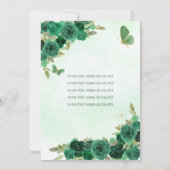 エメラルドグリーン金ゴールドフローラプリンセスキンセアニラ 招待状 (裏面)