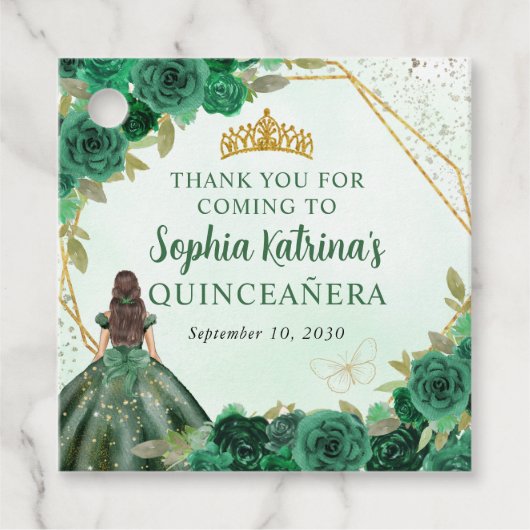 エメラルドグリーン金ゴールドフローラプリンセスティアラありがとう フェイバータグ (正面)