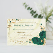 エメラルドグリーン金ゴールドフローラ大理石 出欠カード (スタンド正面)