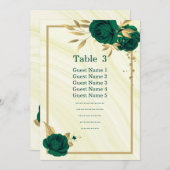 エメラルドグリーン金ゴールドフローラ幾何学座席表 招待状 (正面/裏面)
