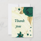 エメラルドグリーン金ゴールドフローラ幾何学 サンキューカード (正面)