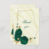 エメラルドグリーン金ゴールドフローラ幾何学 サンキューカード (正面/裏面)