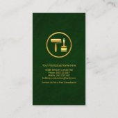 エメラルドグリーン金ゴールドブラシ線 名刺 (裏面)