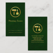 エメラルドグリーン金ゴールドブラシ線 名刺 (正面/裏面)