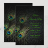 エメラルドグリーン金ゴールドブラックピーコック日付を保存 セーブザデート (正面/裏面)