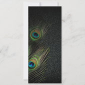エメラルドグリーン金ゴールドブラック結婚ピーコックのメニュー 招待状 (裏面)