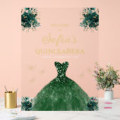 エメラルドグリーン金ゴールドプリンセスキンセアニラウェルカム アクリルサイン (ウェディング)