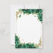 エメラルドグリーン金ゴールドプリンセスキンセニェラ誕生日 セーブザデート (裏面)