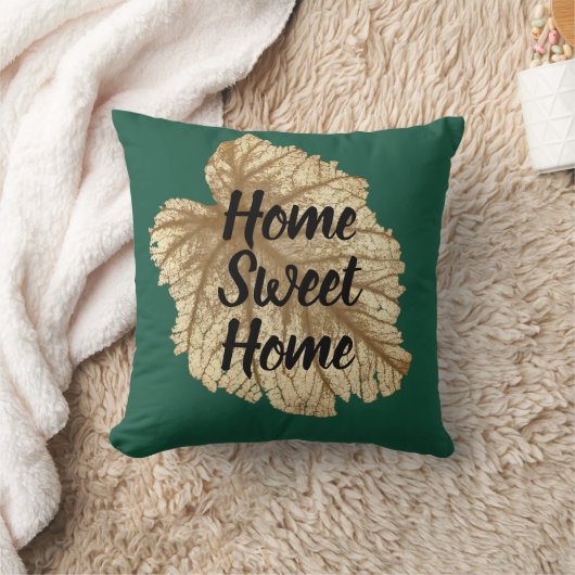 エメラルドグリーン金ゴールドホームスウィートホームラグジュアリエレガントー クッション (ブランケット)