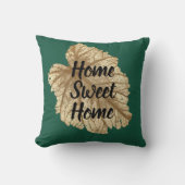 エメラルドグリーン金ゴールドホームスウィートホームラグジュアリエレガントー クッション (正面)