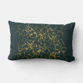 エメラルドグリーン金ゴールドモダン抽象芸術 ランバークッション (裏面)