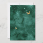 エメラルドグリーン金ゴールドラグジュアリーバタフライキンセアニェラ 招待状 (裏面)