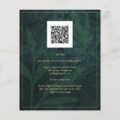 エメラルドグリーン金ゴールド予算結婚式招待状 (裏面)