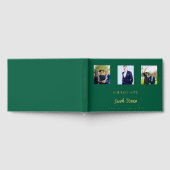 エメラルドグリーン金ゴールド名スクリプトphoto卒業 ゲストブック (全面)