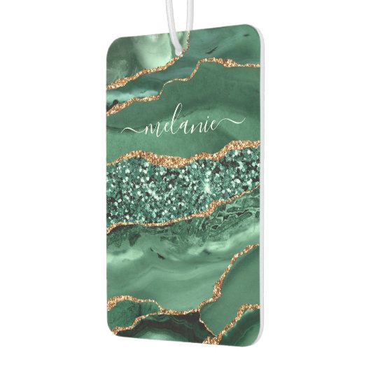 エメラルドグリーン金ゴールド名前をカスタムするエアーフレッシュナー カーエアーフレッシュナー (左)