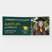 エメラルドグリーン金ゴールド大学院写真卒業 横断幕 (横)