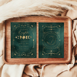 エメラルドグリーン金ゴールド天上結婚式レセプション 招待状