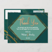 エメラルドグリーン金ゴールド幾何大理石ありがとう ポストカード (正面/裏面)