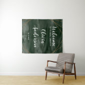 エメラルドグリーン金ゴールド幾何学的ブライダルシャワーへようこそ タペストリー (インサイチュ(横))