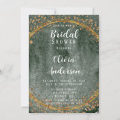 エメラルドグリーン金ゴールド幾何学的ブライダルシャワー 招待状 (正面)