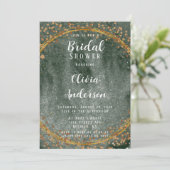 エメラルドグリーン金ゴールド幾何学的ブライダルシャワー 招待状 (スタンド正面)