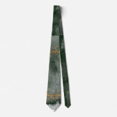 エメラルドグリーン金ゴールド幾何結婚図形 ネクタイ (正面)