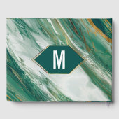 エメラルドグリーン金ゴールド抽象芸術アガテマーブル結婚ズ ゲストブック (裏面)