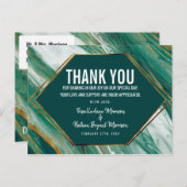エメラルドグリーン金ゴールド抽象芸術アゲートマーブルサンキューユー ポストカード (正面/裏面)