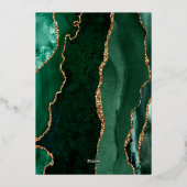 エメラルドグリーン金ゴールド揚げオレンジ結婚焼け 箔招待状 (裏面)