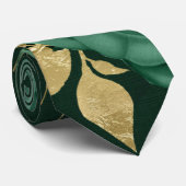 エメラルドグリーン金ゴールド植物性フローラ結婚の新郎 ネクタイ (ロール)