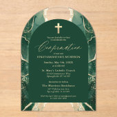 エメラルドグリーン金ゴールド瑪瑙の確認エレガント アクリル招待状 (正面)