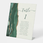 エメラルドグリーン金ゴールド結婚アイボリーのテーブル番号 台座サイン (正面)