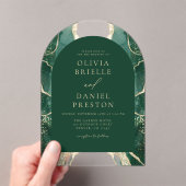 エメラルドグリーン金ゴールド結婚アゲートエレガントズ アクリル招待状 (インサイチュ (ポータブル))