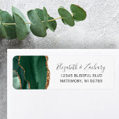 エメラルドグリーン金ゴールド結婚アゲート差出人住所 ラベル