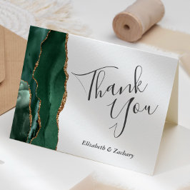 エメラルドグリーン金ゴールド結婚ズ・サンキュー カード