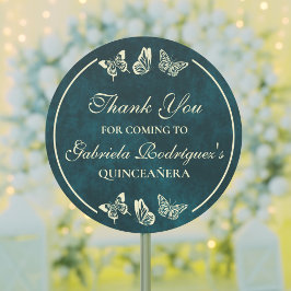 エメラルドグリーン金ゴールド蝶15thキンセアニラ ラウンドシール