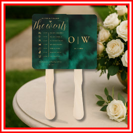 エメラルドグリーン金ゴールド順序イベント結婚式 プログラム ハンドファン