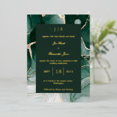 エメラルドグリーン金ゴールド 箔招待状 (立ち正面)
