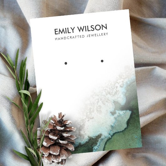 エメラルドグリーン銀瑪瑙イヤリングディスプレイカード 名刺