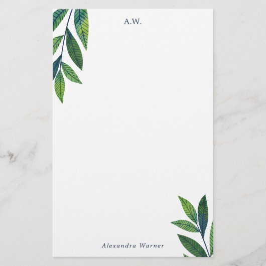 エメラルドグリーン離れズモノグラム 便箋 (正面)